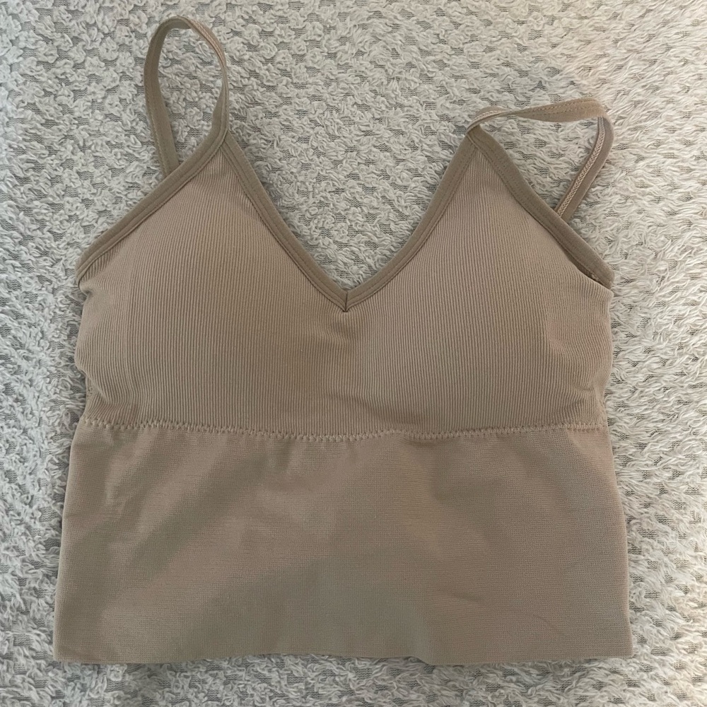 Tan Workout Cross Back Sports Bra